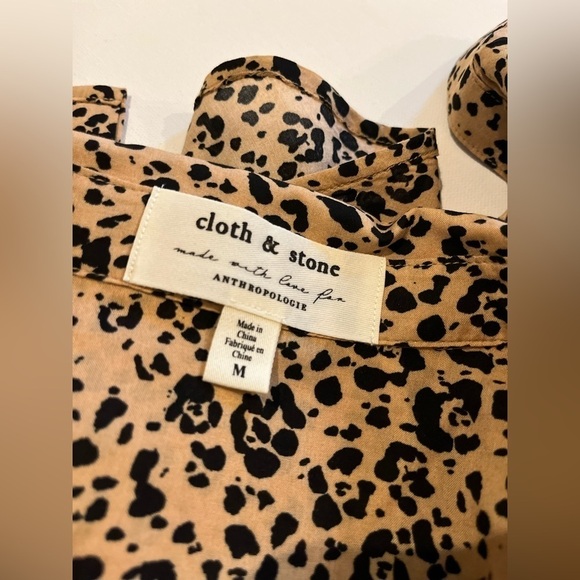 Cloth & Stone for Anthropologie Animal Print Blouse Sz Medium - Picture 6 of 10
